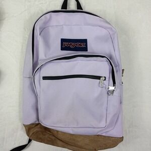 JanSport Right Pack Lavender Purple Backpack Suede Bottom Cordura Fabric